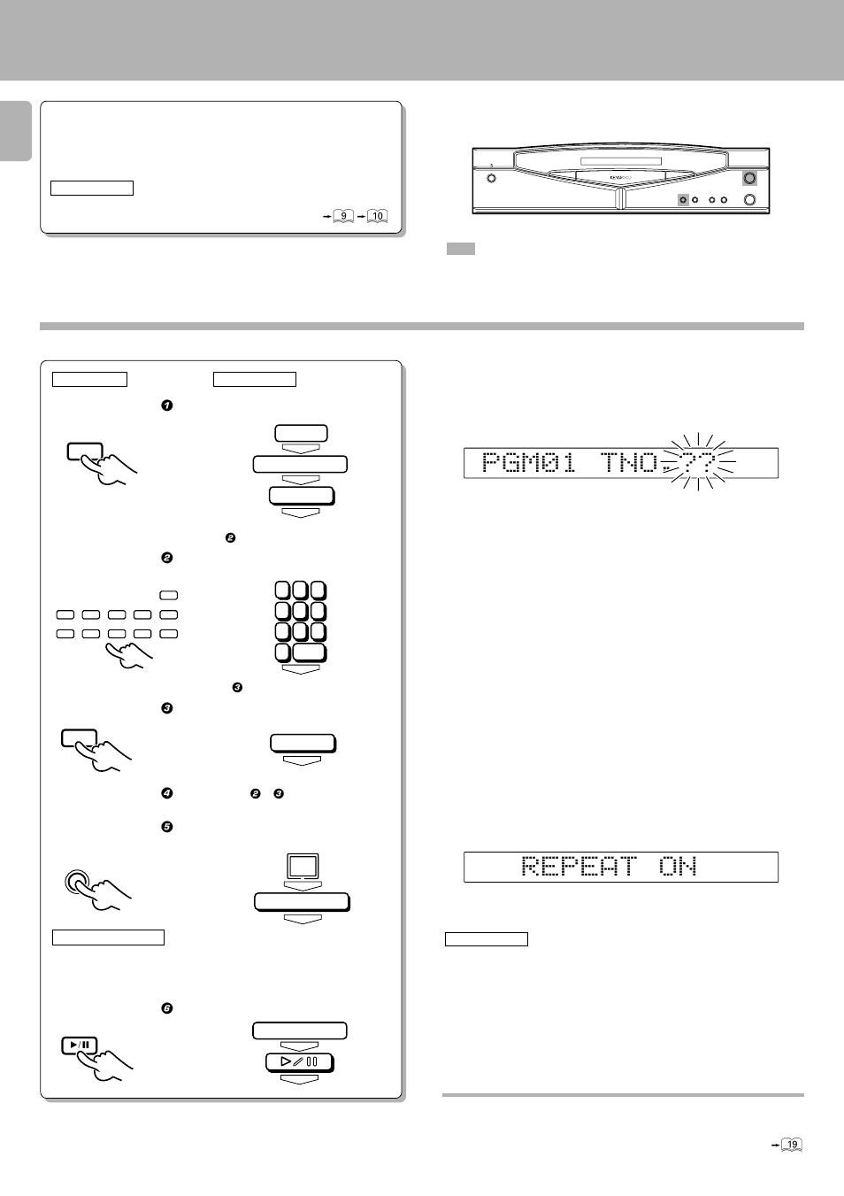 Repeated playback, To repeat only the programmed tracks, Gp 0 m 1 n t . o | Preparation | Kenwood D-S300 User Manual | Page 18 / 28