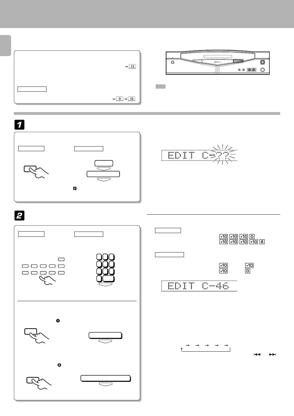 Editing, De t i c, Preparation | Light the “edit” indicator, Enter the recording time of the tape | Kenwood D-S300 User Manual | Page 20 / 28
