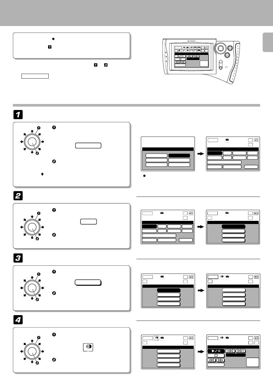 Preparation, Select cd at the setup menu screen, Select single at the setup cd menu screen | Select cd at the segment screen, Operation of remote control unit, Model 4, Single, You may skip step, Once the settings have been made in steps, Use the joystick to select the model type. example | Kenwood D-S300 User Manual | Page 9 / 28