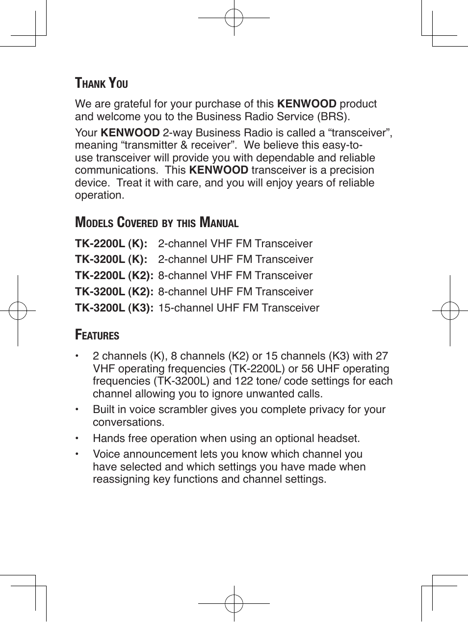 Kenwood TK-2200L User Manual | Page 2 / 47