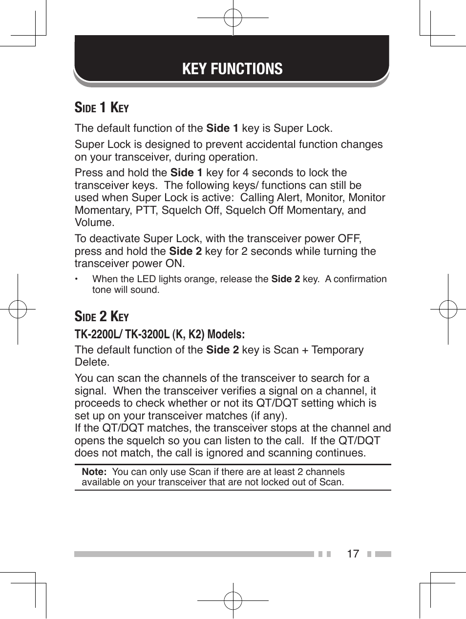 Key functions | Kenwood TK-2200L User Manual | Page 25 / 47