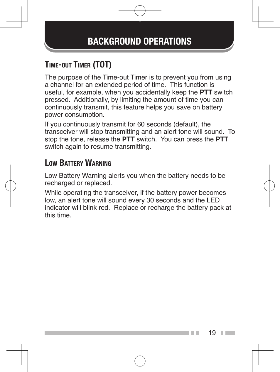 Background operations, Tot) | Kenwood TK-2200L User Manual | Page 27 / 47