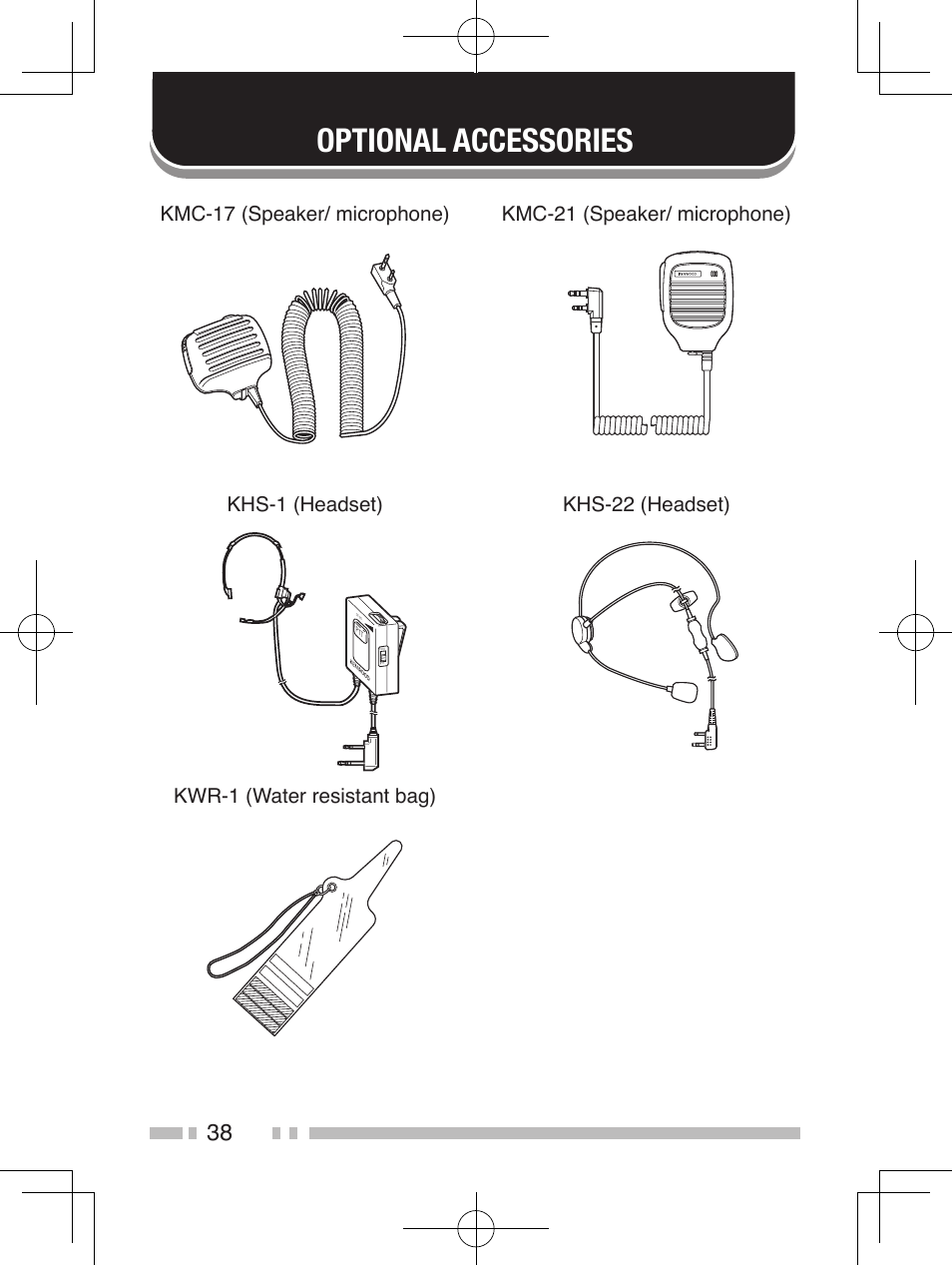 Optional accessories | Kenwood TK-2200L User Manual | Page 46 / 47