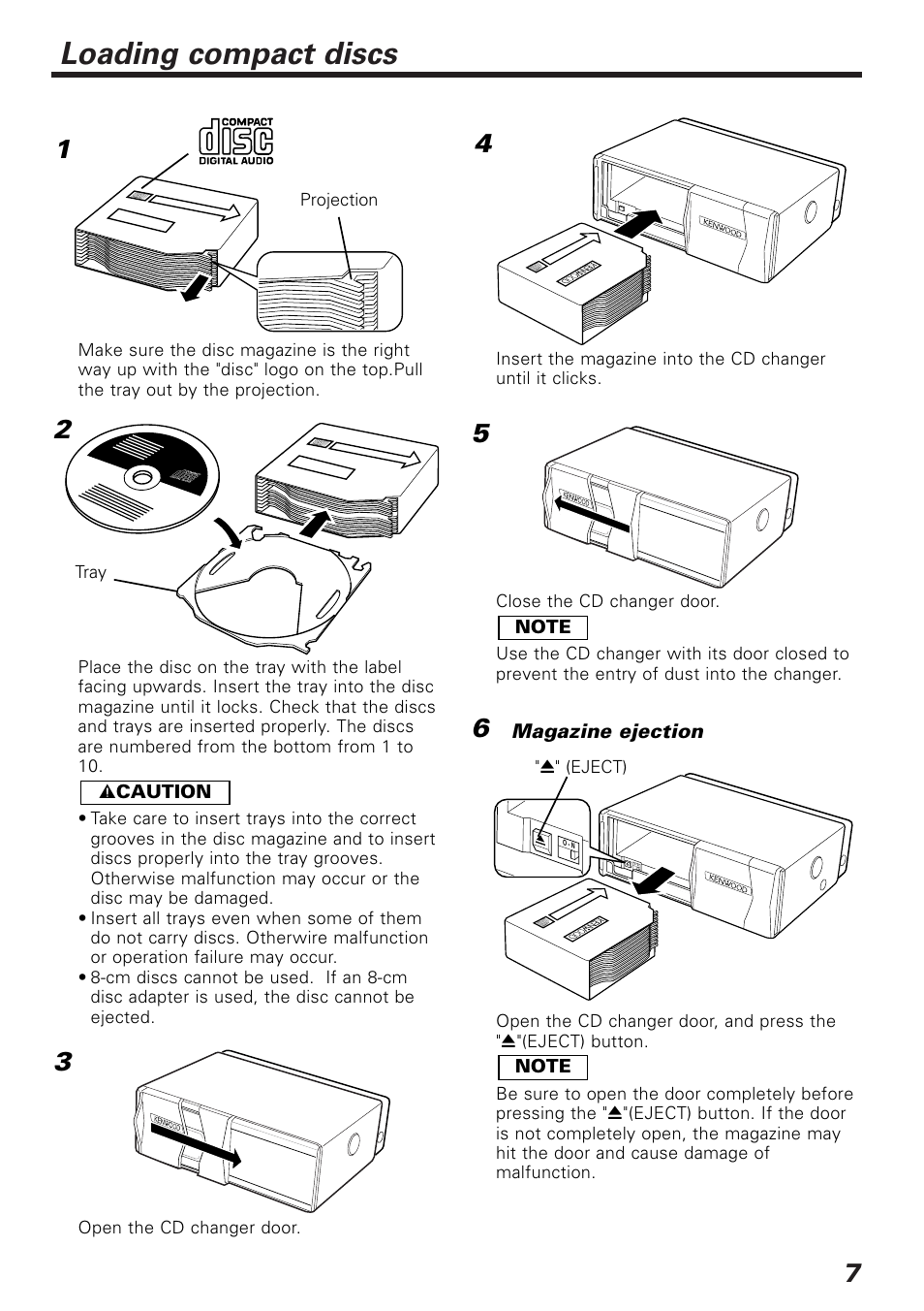 Loading compact discs | Kenwood VIDEO CD AUTO CHANGER KDC-C20V User Manual | Page 7 / 9