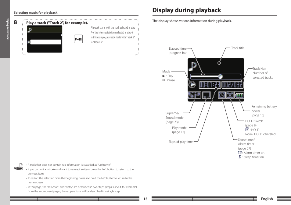 Display during playback | Kenwood M1GC7 User Manual | Page 15 / 36