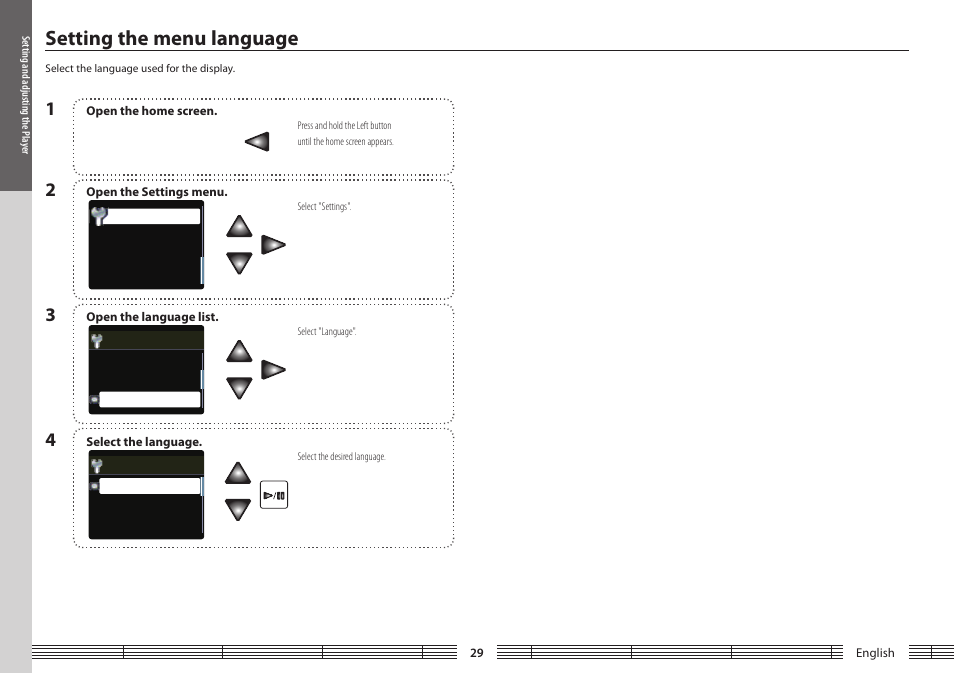 Setting the menu language | Kenwood M1GC7 User Manual | Page 29 / 36