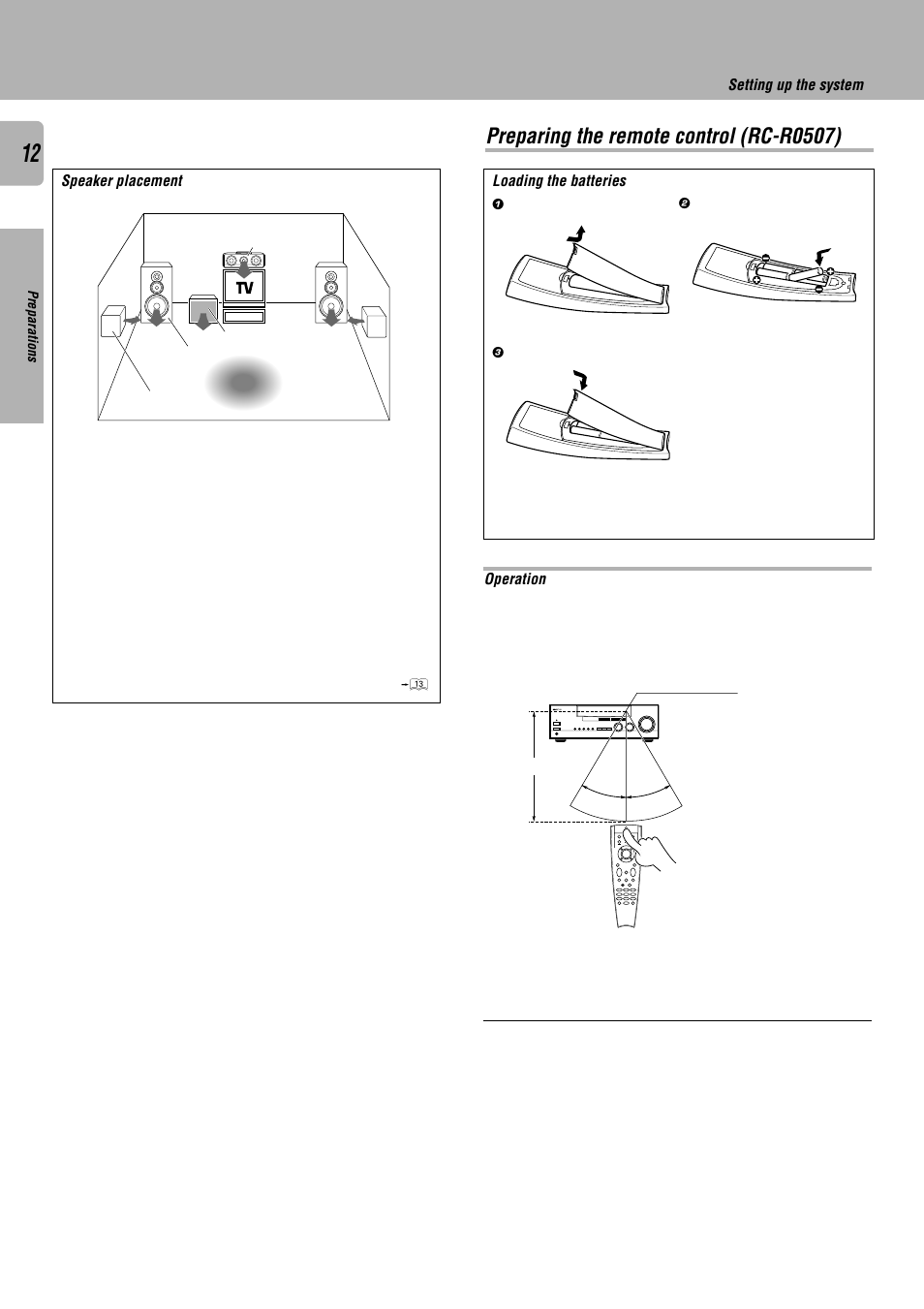 Preparing the remote control (rc-r0507) | Kenwood KRF-V7010 User Manual | Page 12 / 28