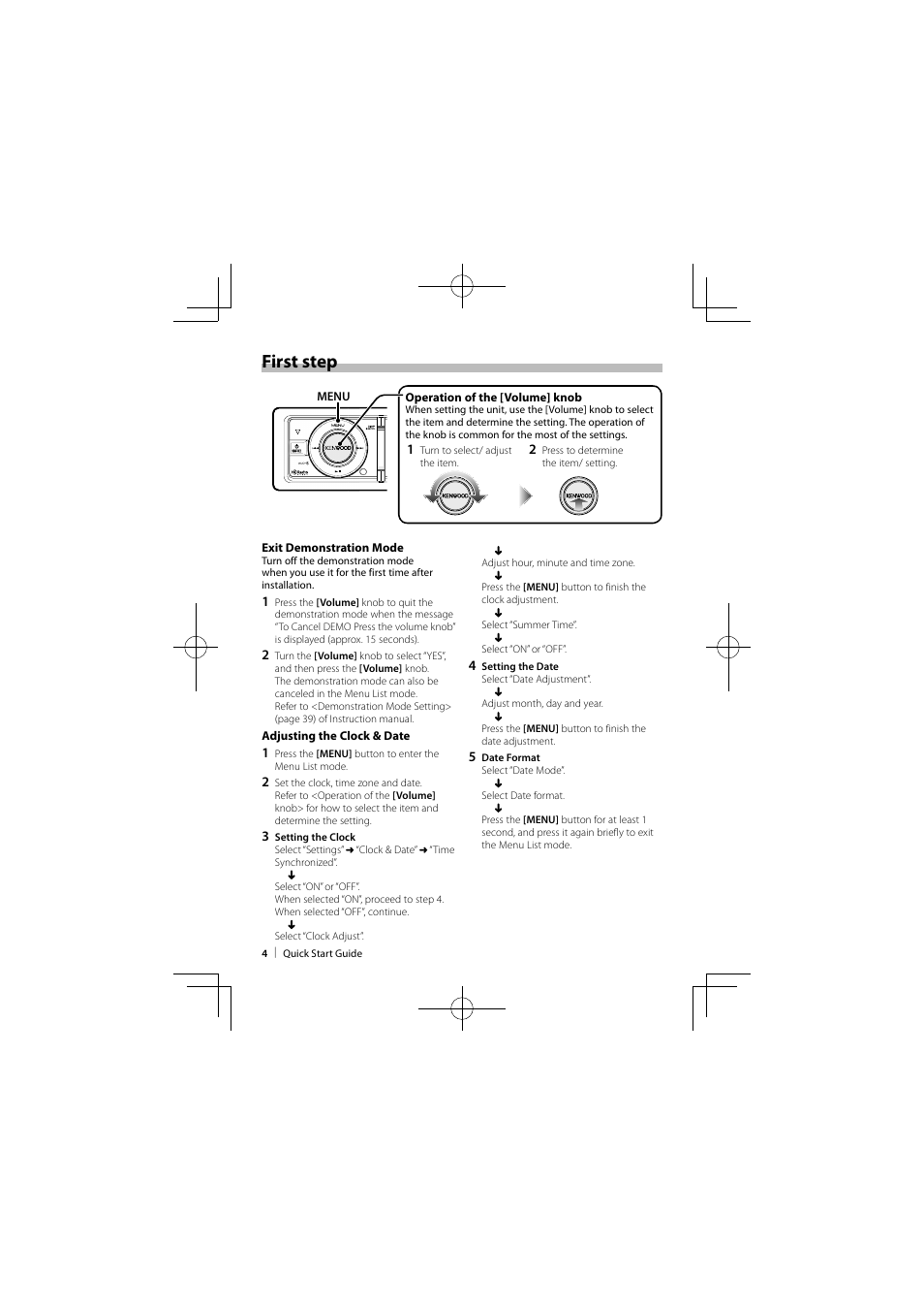 First step | Kenwood KIV-BT900 User Manual | Page 4 / 48