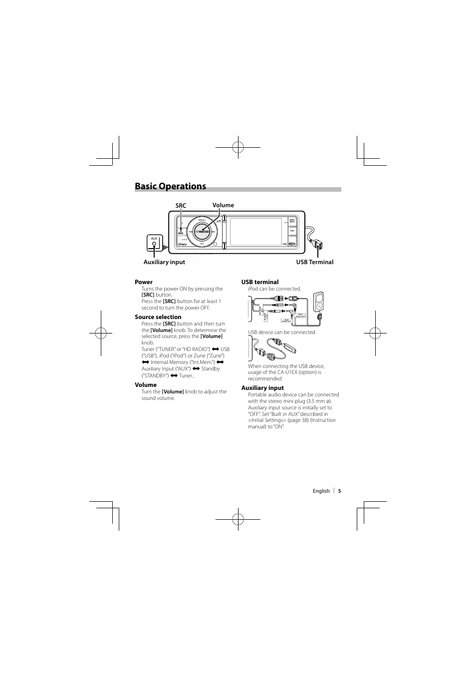 Basic operations | Kenwood KIV-BT900 User Manual | Page 5 / 48