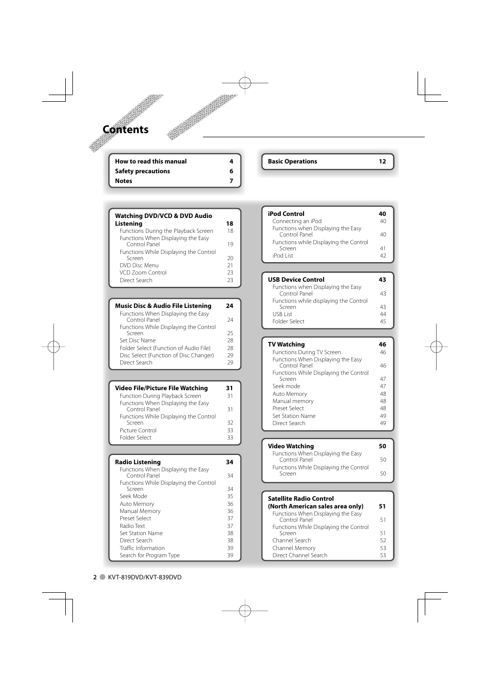 Kenwood KVT-819DVD User Manual | Page 2 / 104