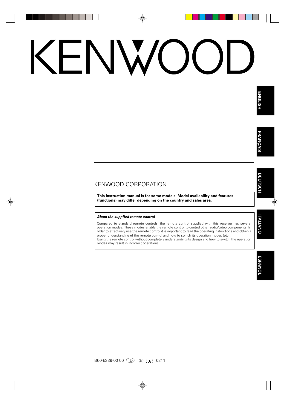 Kenwood KRF-V5570D User Manual | 180 pages