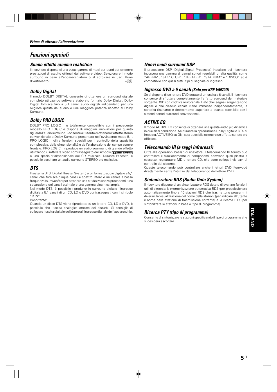 Funzioni speciali | Kenwood KRF-V5570D User Manual | Page 113 / 180