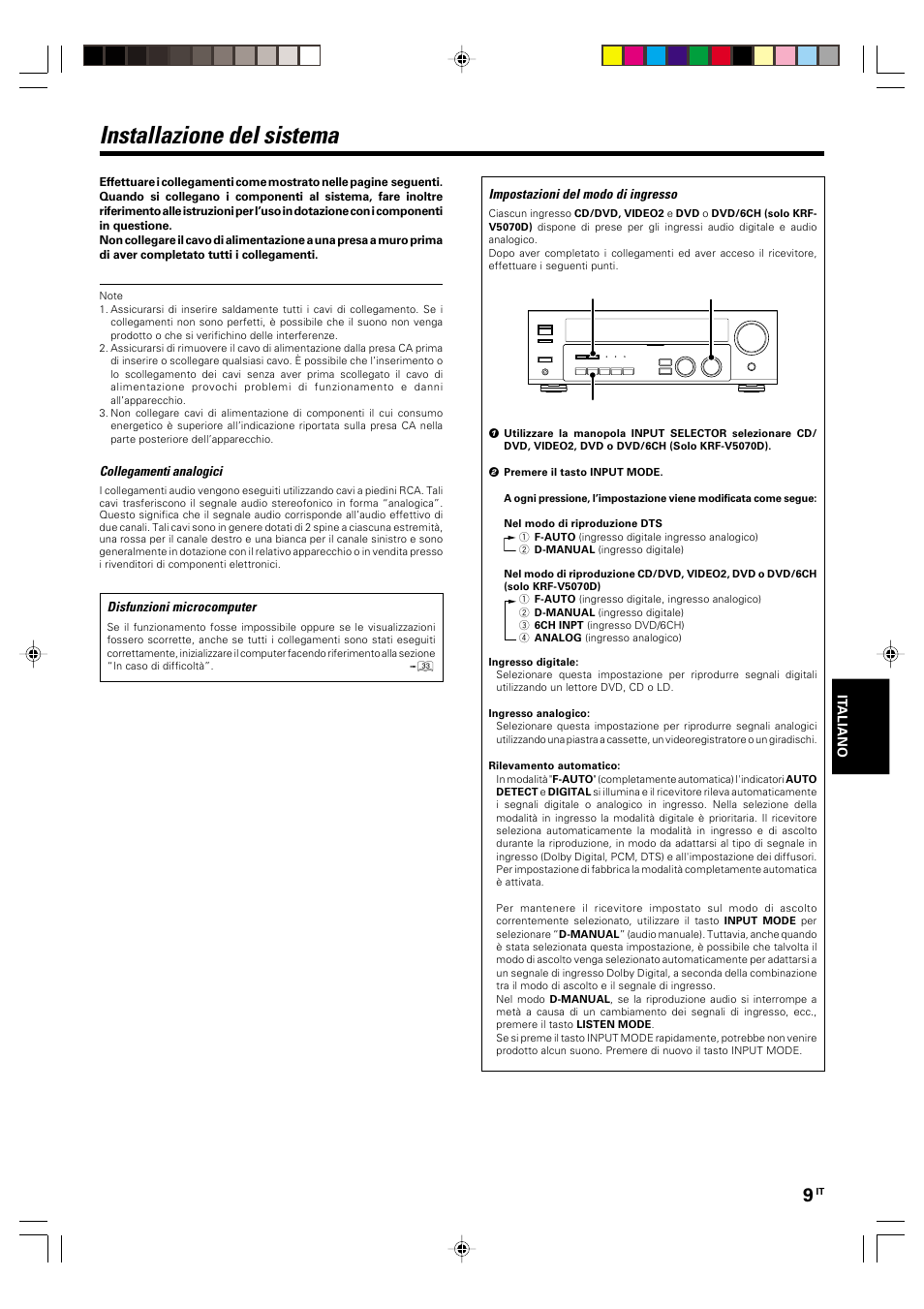 Installazione del sistema | Kenwood KRF-V5570D User Manual | Page 117 / 180