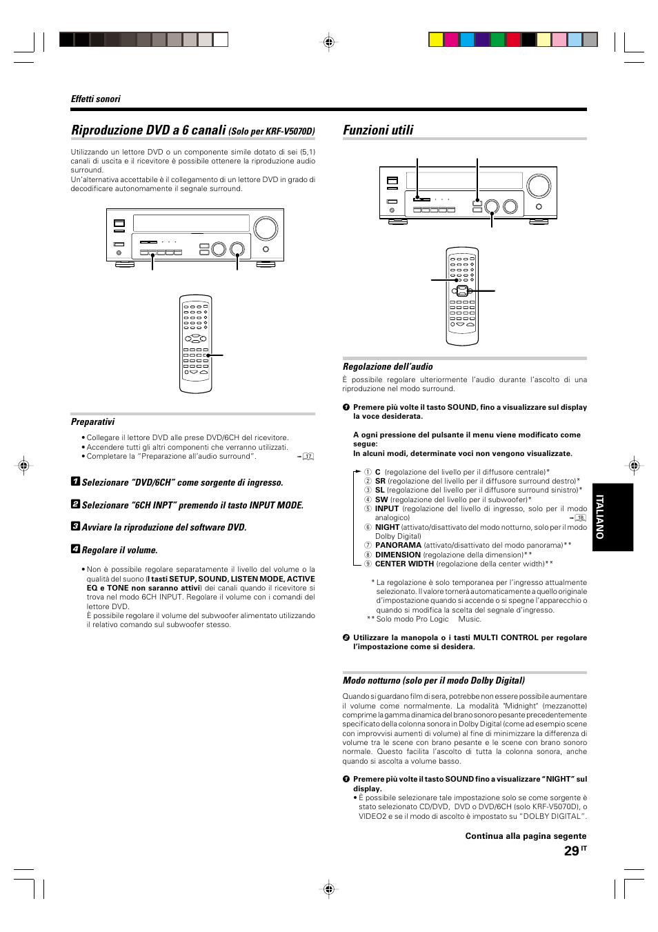 Riproduzione dvd a 6 canali (solo per krf-v5070d), Funzioni utili, Riproduzione dvd a 6 canali | Kenwood KRF-V5570D User Manual | Page 137 / 180