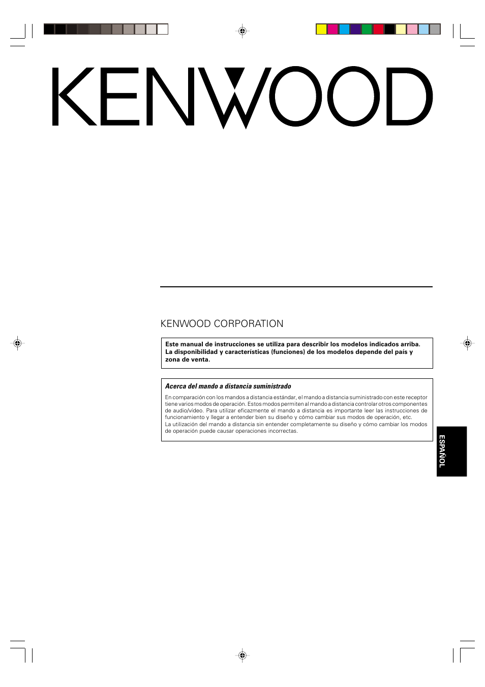 Espanol, Manual de instrucciones | Kenwood KRF-V5570D User Manual | Page 145 / 180