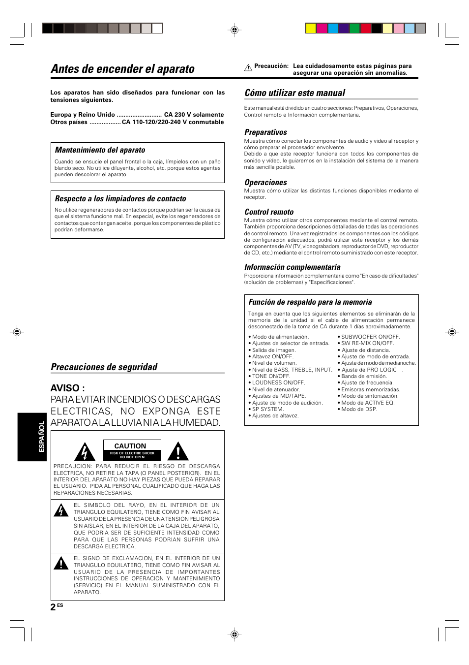 Preparativos, Antes de encender el aparato, Precauciones de seguridad | Como utilizar este manual, Cómo utilizar este manual, Operaciones, Control remoto, Información complementaria, Mantenimiento del aparato, Respecto a los limpiadores de contacto | Kenwood KRF-V5570D User Manual | Page 146 / 180