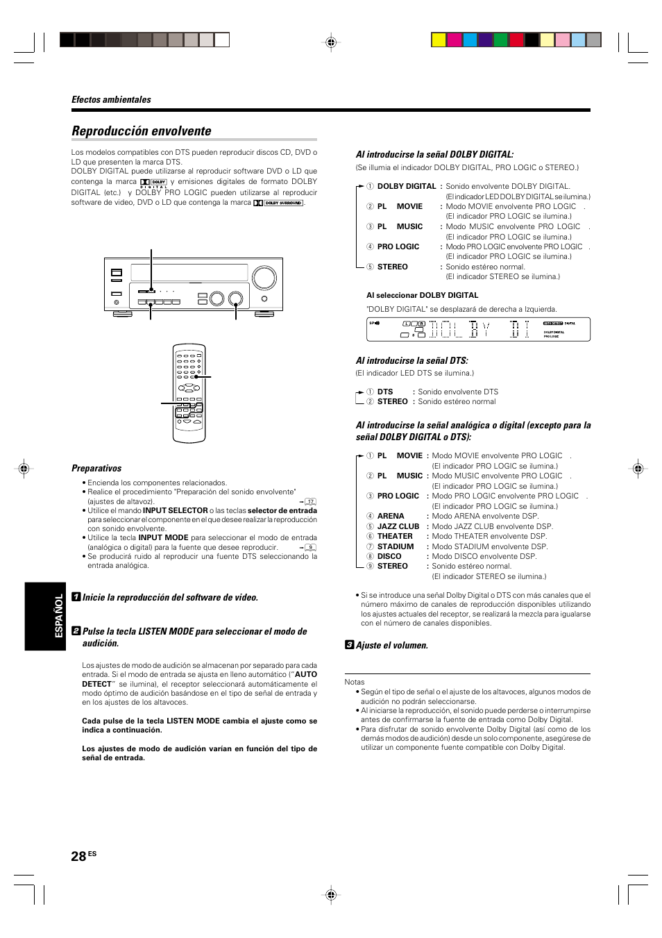 Reproduccion envolvente, Reproducción envolvente | Kenwood KRF-V5570D User Manual | Page 172 / 180