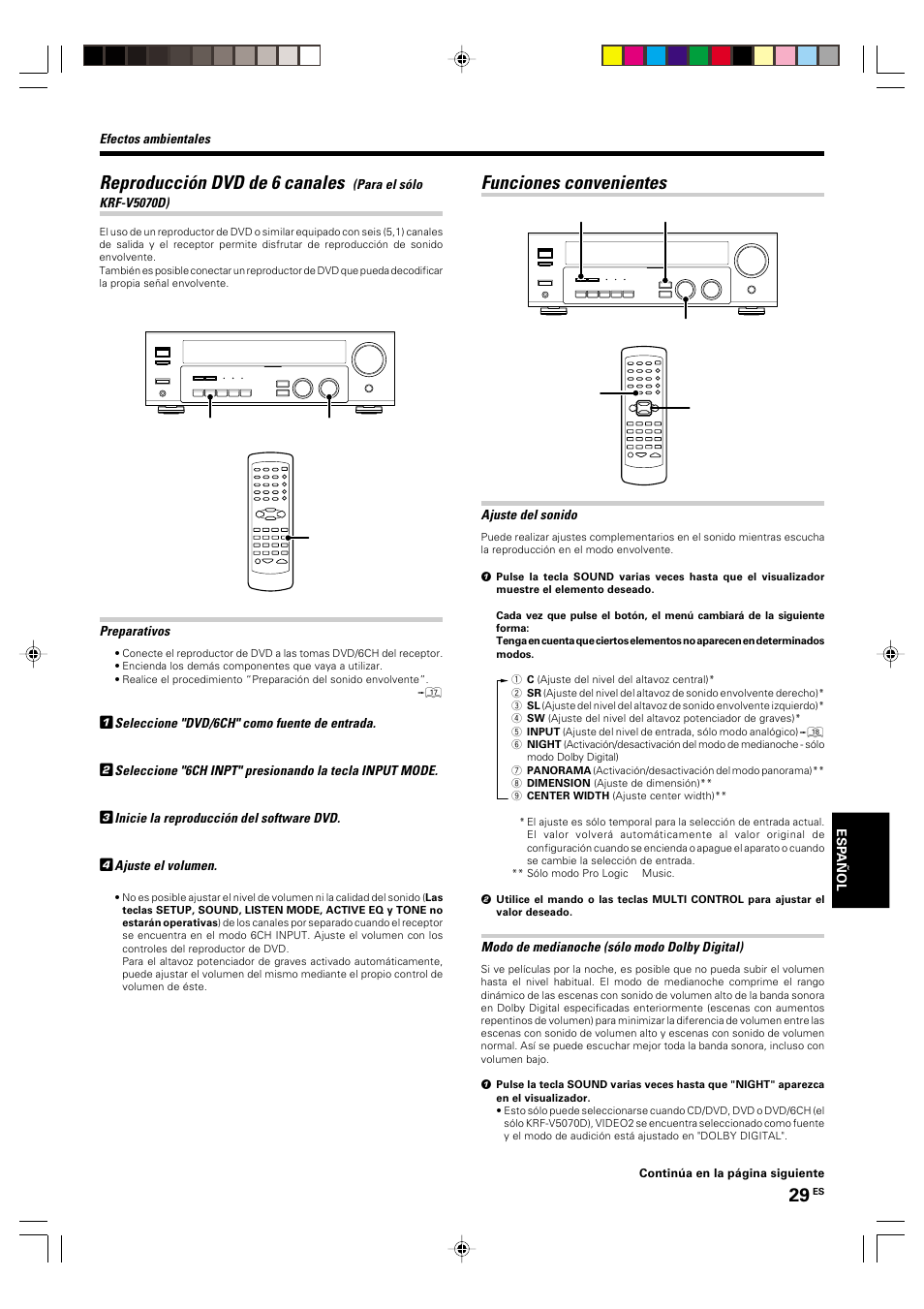 Funciones convenientes, Reproducción dvd de 6 canales | Kenwood KRF-V5570D User Manual | Page 173 / 180