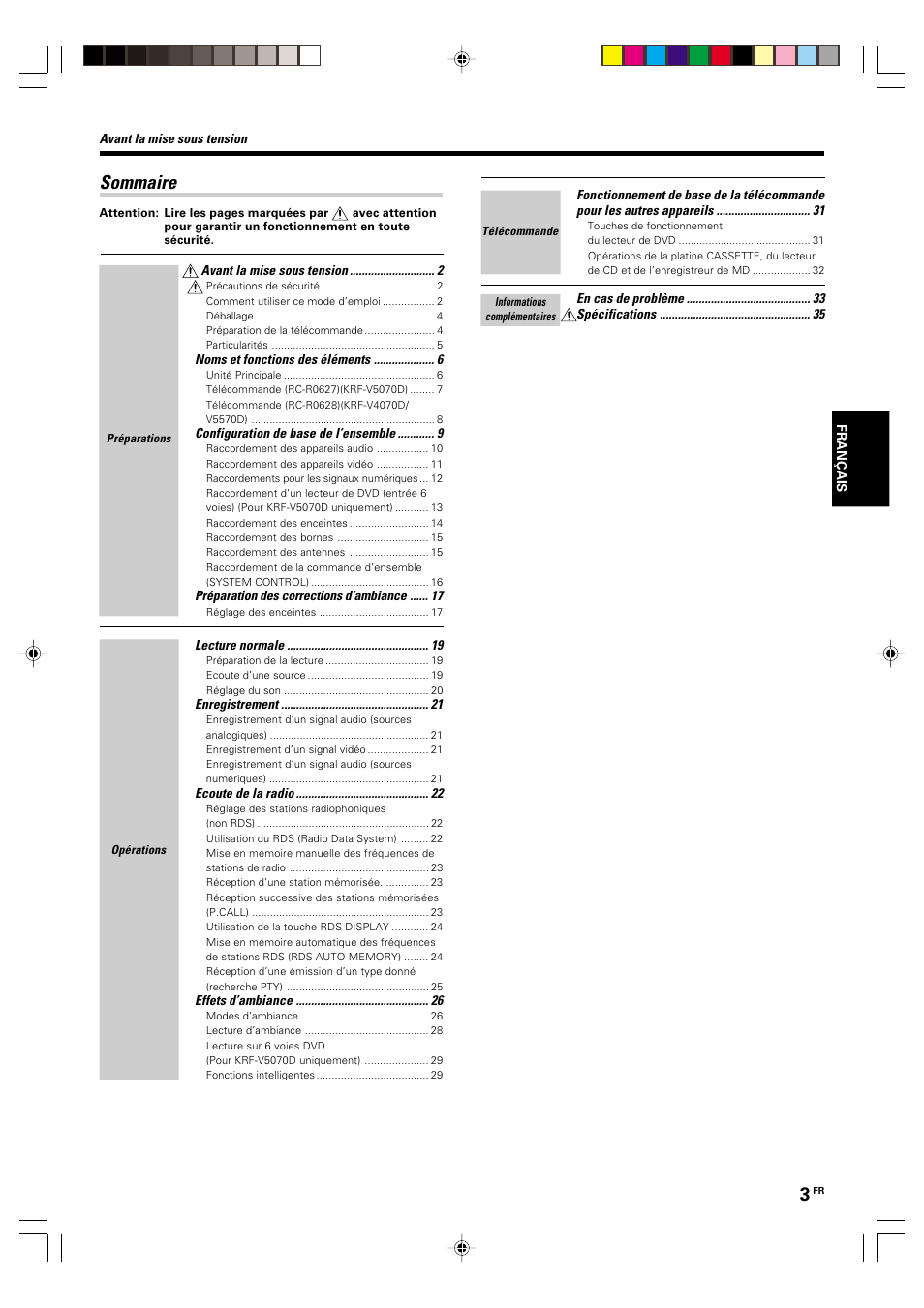 Sommaire | Kenwood KRF-V5570D User Manual | Page 39 / 180