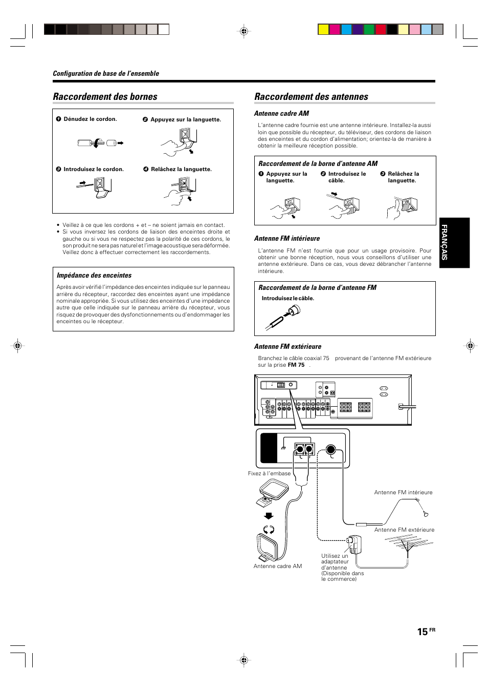 Raccordement des bornes, Raccordement des antennes | Kenwood KRF-V5570D User Manual | Page 51 / 180