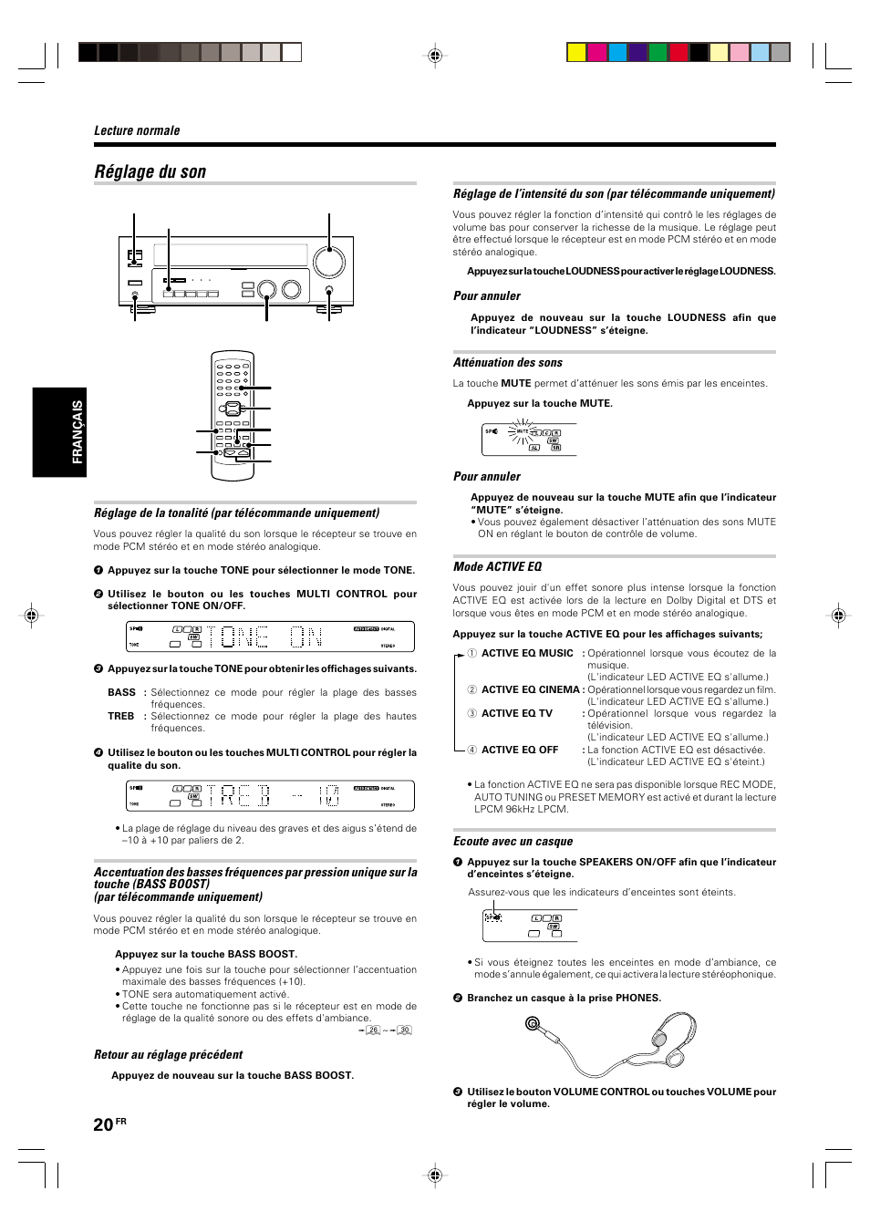 Reglage du son, Réglage du son | Kenwood KRF-V5570D User Manual | Page 56 / 180