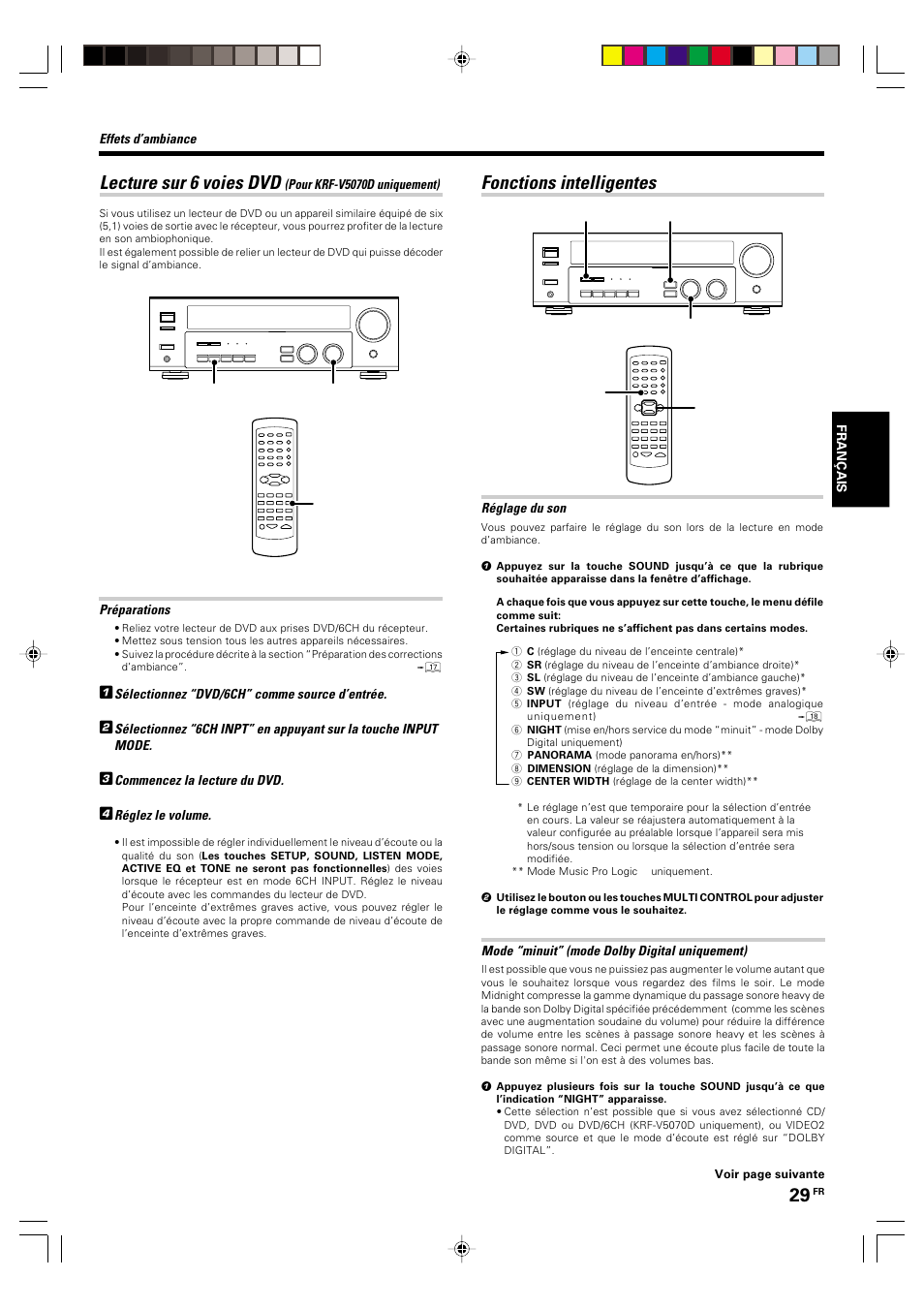 Fonctions intelligentes, Lecture sur 6 voies dvd | Kenwood KRF-V5570D User Manual | Page 65 / 180