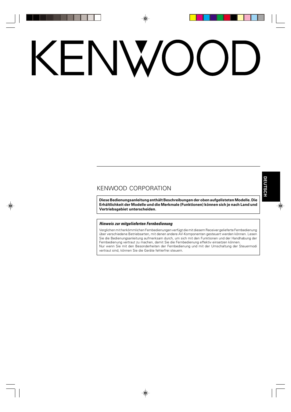 Deutsch, Bedienungsanleitung | Kenwood KRF-V5570D User Manual | Page 73 / 180