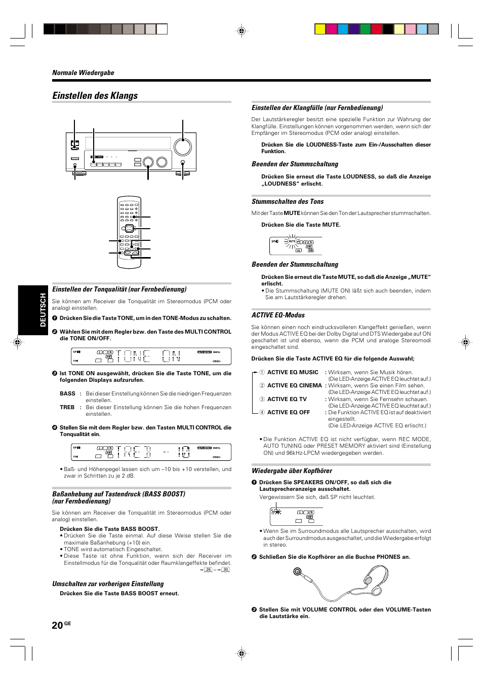 Einstellen des klangs | Kenwood KRF-V5570D User Manual | Page 92 / 180