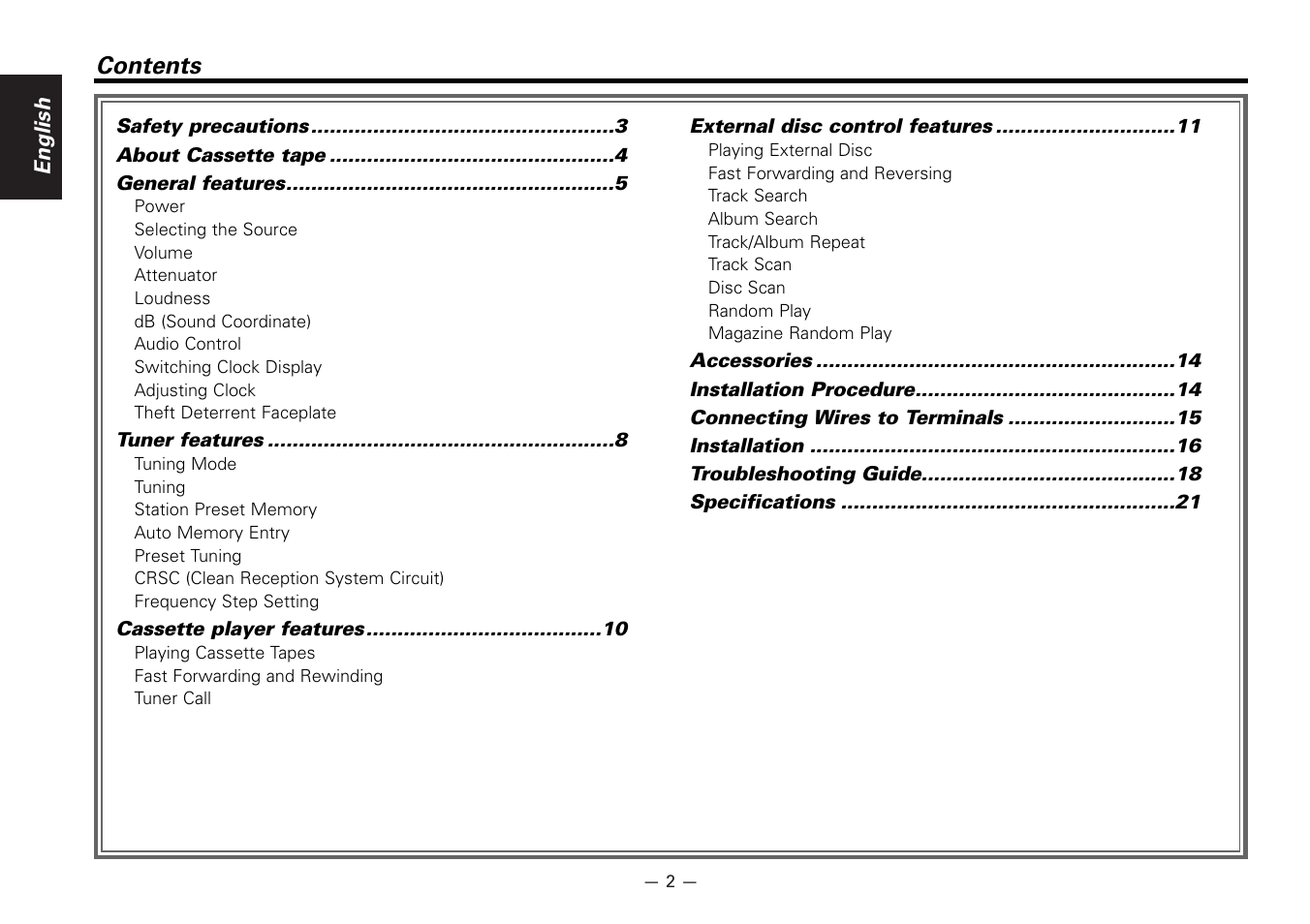 Kenwood KRC-266S User Manual | Page 2 / 21