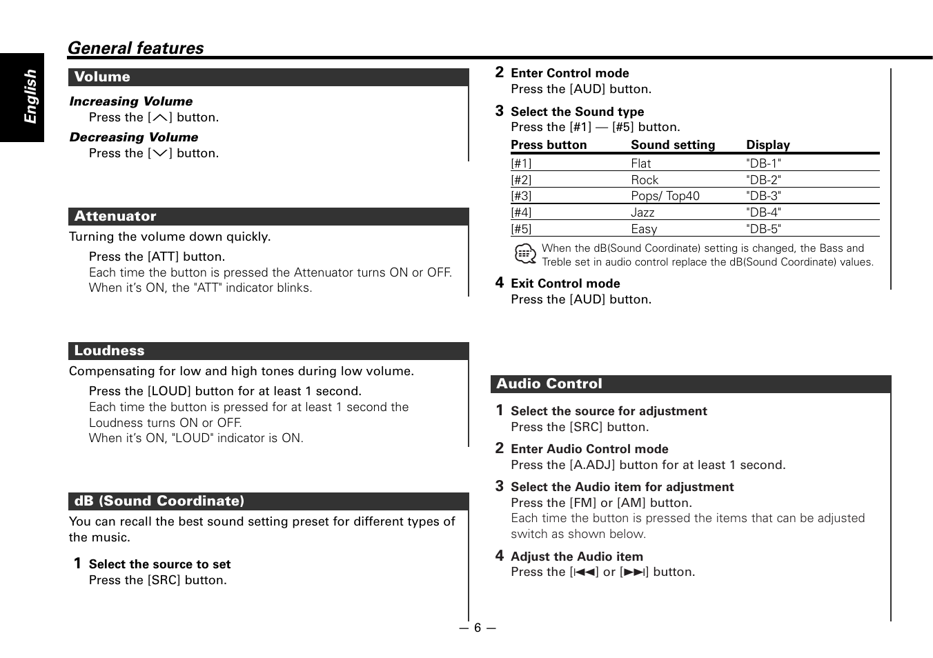 General features | Kenwood KRC-266S User Manual | Page 6 / 21