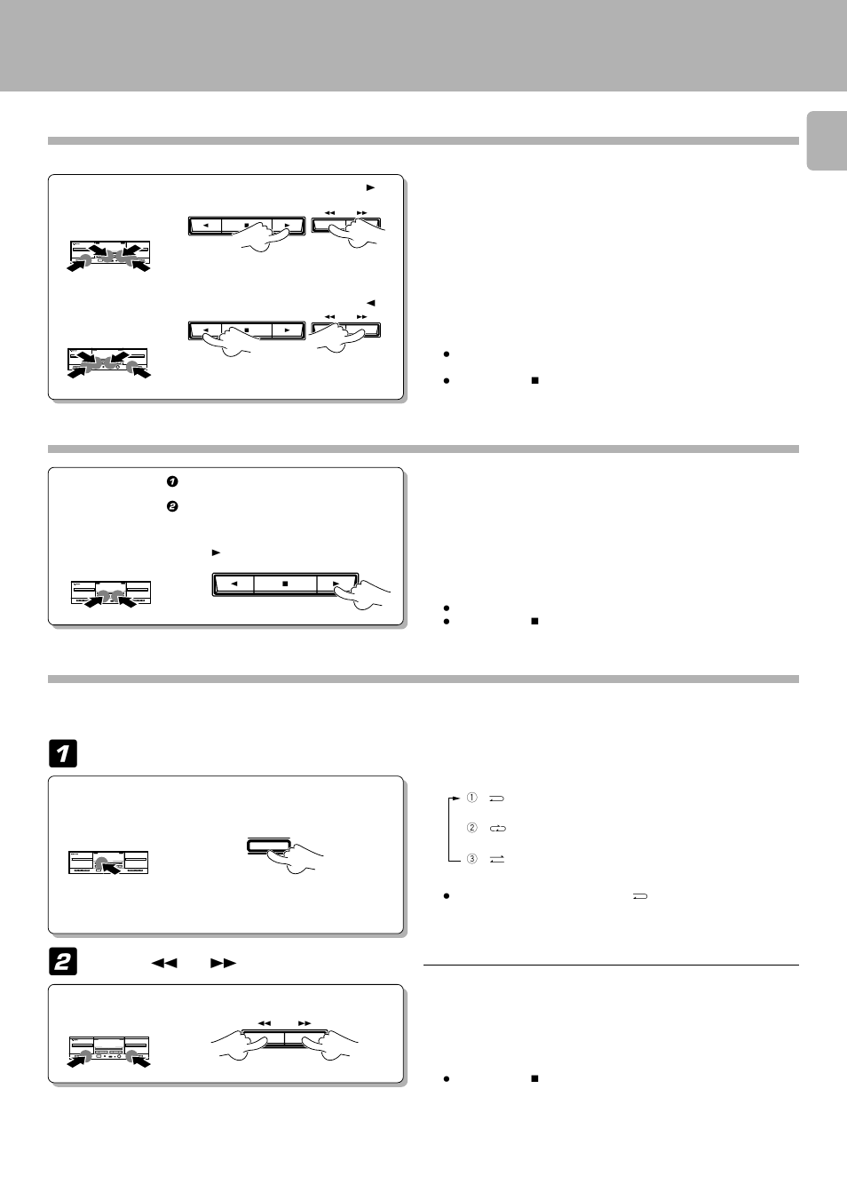 Rewind & play operation, Single-tune repeated playback operation, Dash & play operation | Determine the playback mode (conditions), Press the 1 and ¡ keys simultaneously | Kenwood KXF-W6010 User Manual | Page 15 / 28