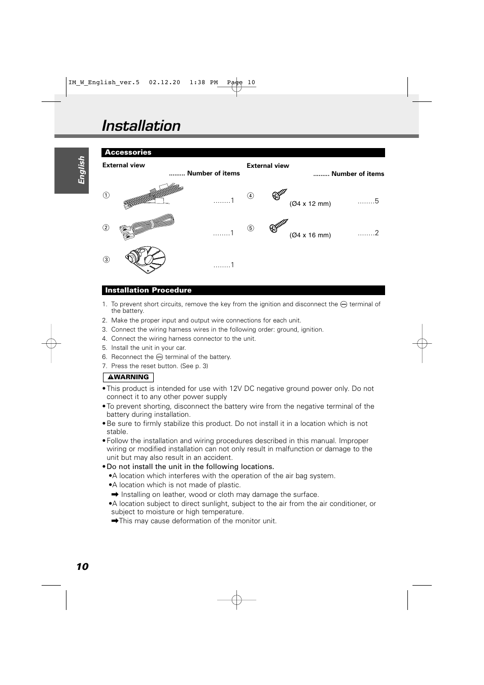 Installation | Kenwood LZ-701W User Manual | Page 10 / 18