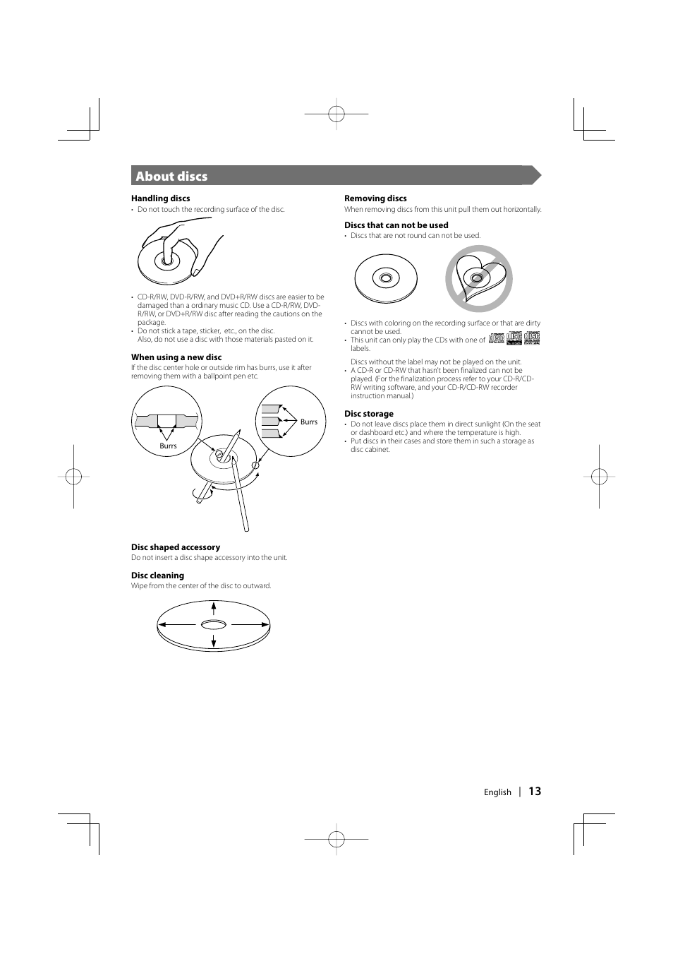 About discs | Kenwood DDX6027 User Manual | Page 13 / 84