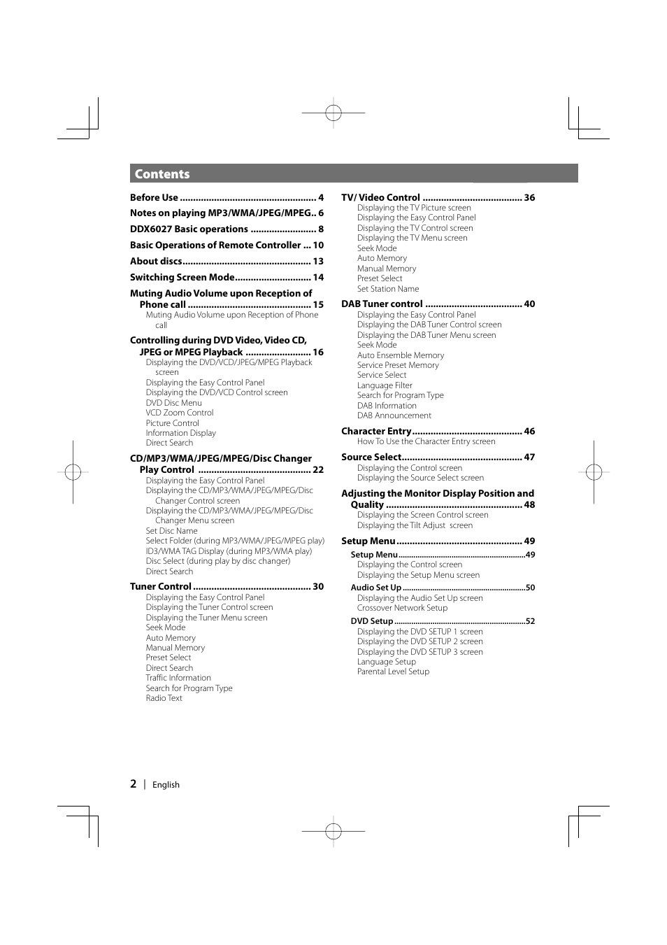 Kenwood DDX6027 User Manual | Page 2 / 84