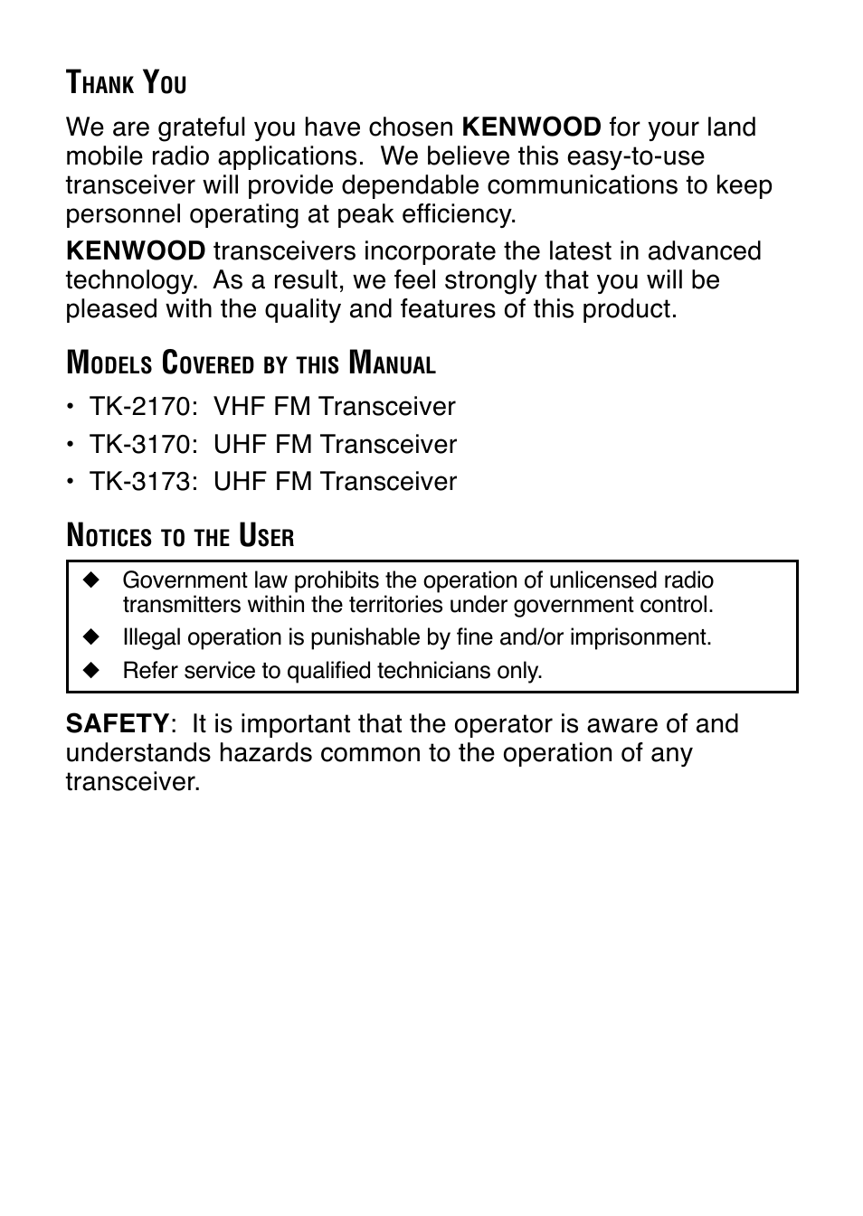 Kenwood TK-3173 User Manual | Page 3 / 51