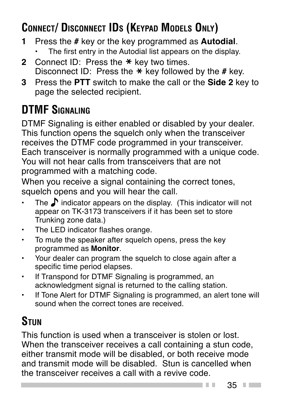 Dtmf s | Kenwood TK-3173 User Manual | Page 44 / 51