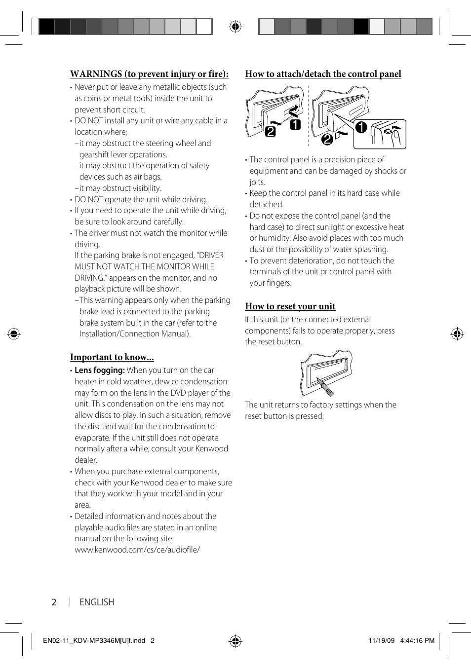 Kenwood KDV-MP3346 User Manual | Page 2 / 29
