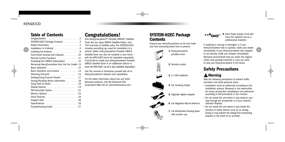 Kenwood H2EC User Manual | Page 2 / 15