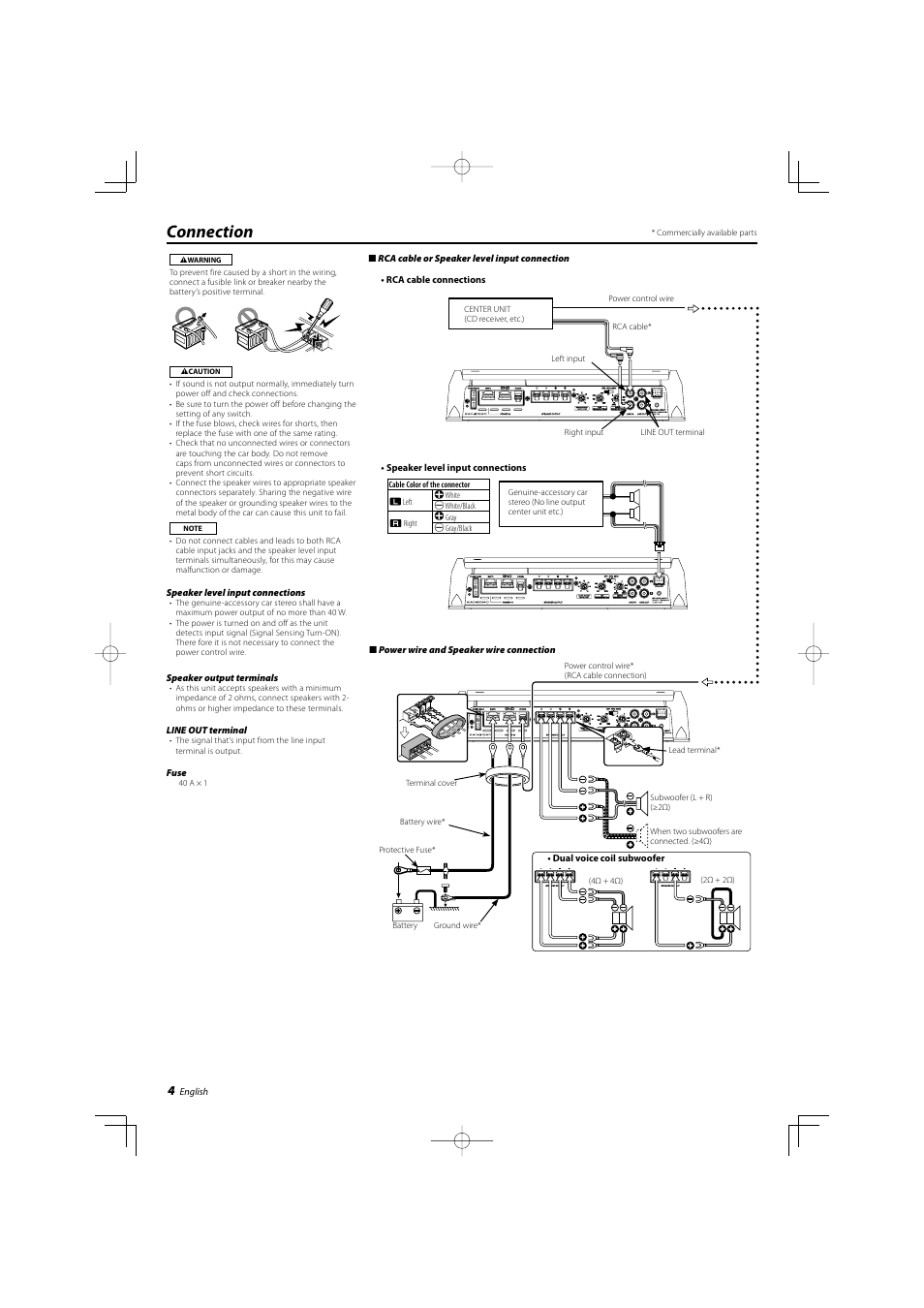 Connection | Kenwood KAC-8104D User Manual | Page 4 / 6