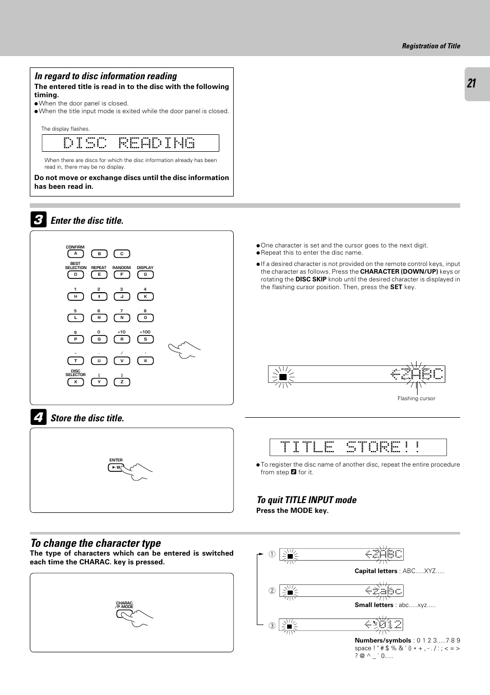 Ca z b, Enter the disc title | Kenwood CD-423M User Manual | Page 21 / 36