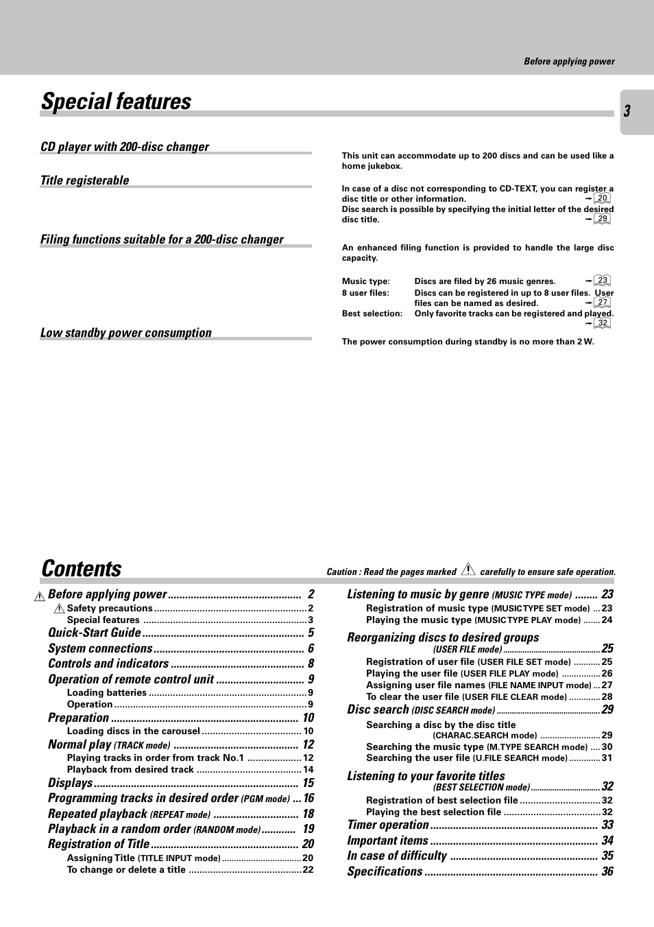 Kenwood CD-423M User Manual | Page 3 / 36