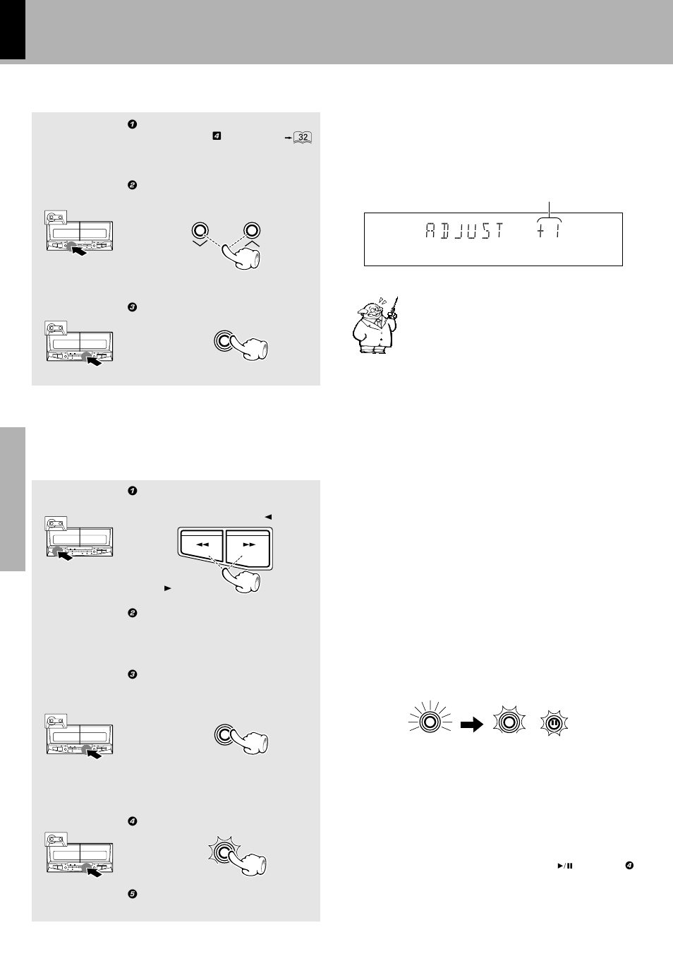 Adjusting the recording level, Adjusting the recording level restarting recording, Let's record | O p π | Kenwood XD-6550 User Manual | Page 34 / 76