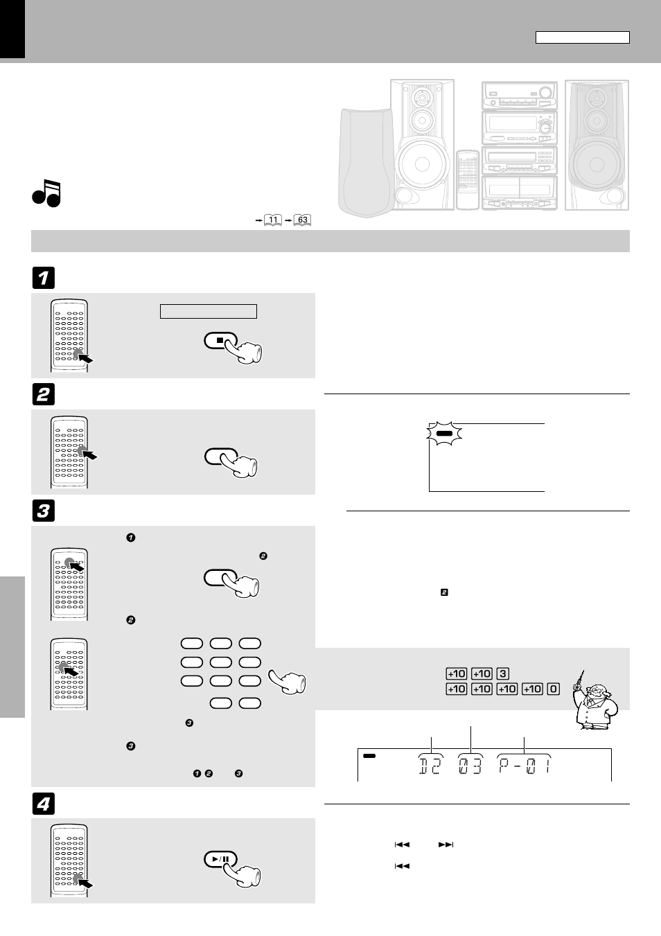 Playback of cd (dp-mh5), Playback of cd, Listening in the desired sequence | D 2 * ) 3 * p - ) : 1, Dp-mh5), Program playback), Check that the cd player is in the stop mode, Start playback, Select the “cd” input | Kenwood XD-6550 User Manual | Page 40 / 76