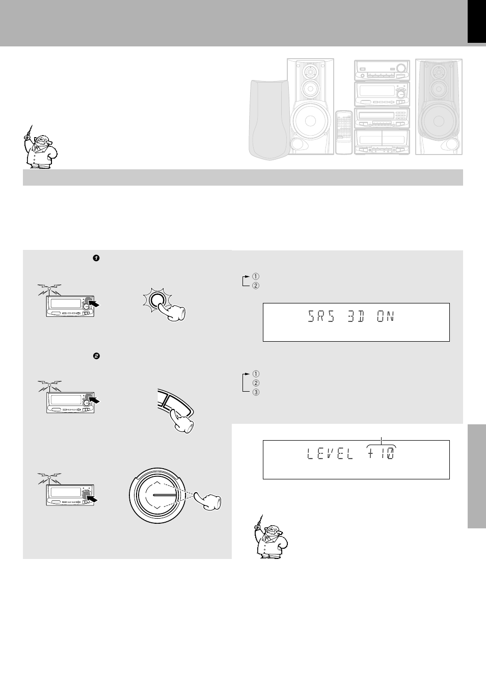 Effective sound adjustment, Enjoying sound field effects, Experiencing srs 3d | S r s ) 3 d * o n : 5, Sound retrieval system), 1 set srs 3d to on, 2 adjust the effect strength (level) | Kenwood XD-6550 User Manual | Page 59 / 76