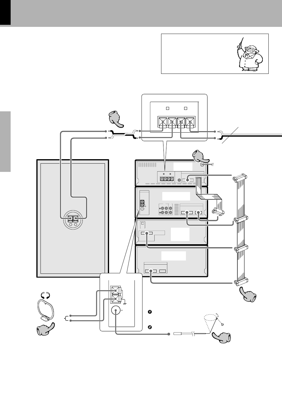 System connection, Connection of the system accessories, Malfunction of microcomputer | Am loop antenna speaker (right), Power cord speaker cord, Fm indoor antenna | Kenwood XD-6550 User Manual | Page 6 / 76