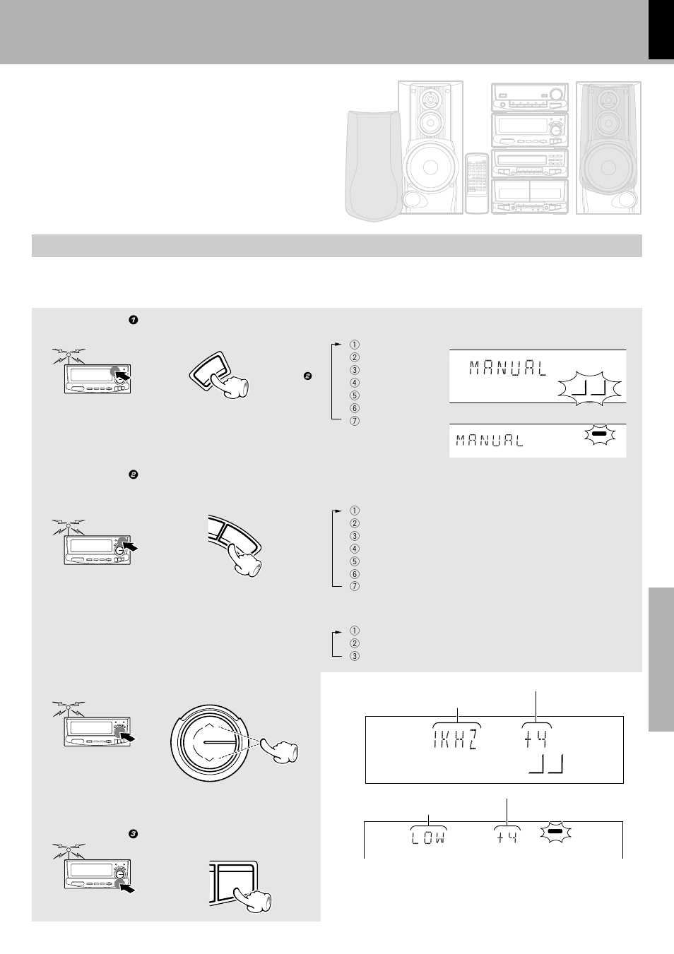 1 k h z 1 * * + 4 : 5, 2 adjust the equalizer pattern, Each press of the key switches the frequency bands | Kenwood XD-6550 User Manual | Page 61 / 76