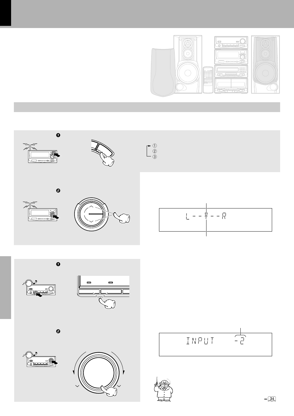 Adjustment of balance and input level, Balance adjustment, Input level adjustment | L - - y - - r ) 1 : 5, 1 press the md or aux key twice suc- cessively, 2 adjust | Kenwood XD-6550 User Manual | Page 62 / 76