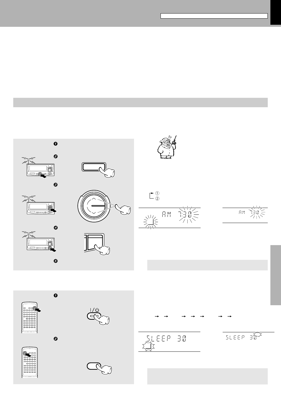 Timer operation, Operate easy to use timer, Sleep timer | O n * a a m * 7 3 : ), Operate easy to use timer : o.t.t.), Sleep), Adjust the clock before setting the timer, Operate easy to use timer (o.t.t.), Sleep timer (sleep), Timer playback, timer recording (prog.1, prog.2) | Kenwood XD-6550 User Manual | Page 65 / 76