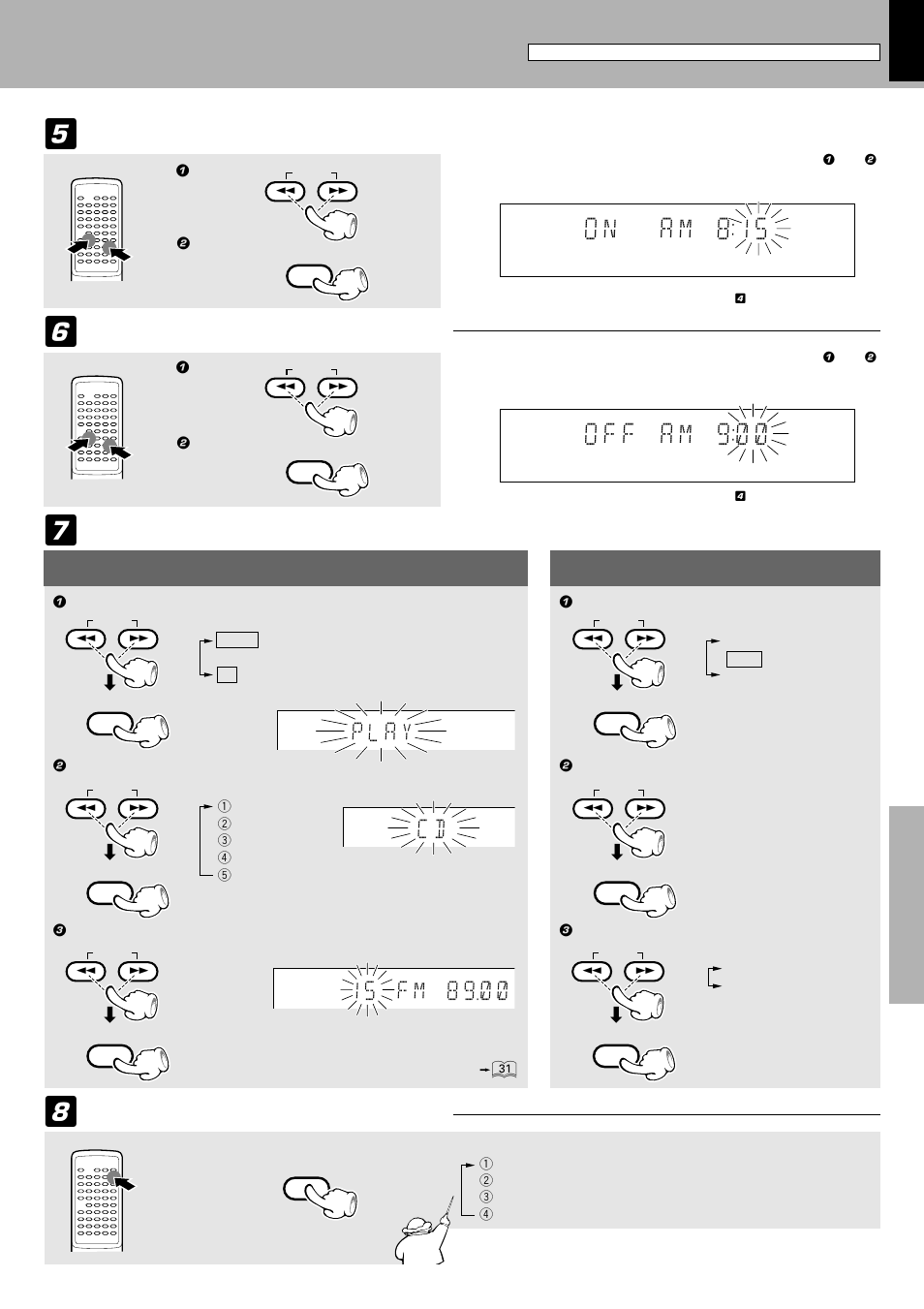 0 n * a a m * 8 1 : 5, 1 5 a f m * 8 9 ) . ), 2 select the broadcast station | 21 2 play rec ai, 3 select the input source, Tape md | Kenwood XD-6550 User Manual | Page 67 / 76