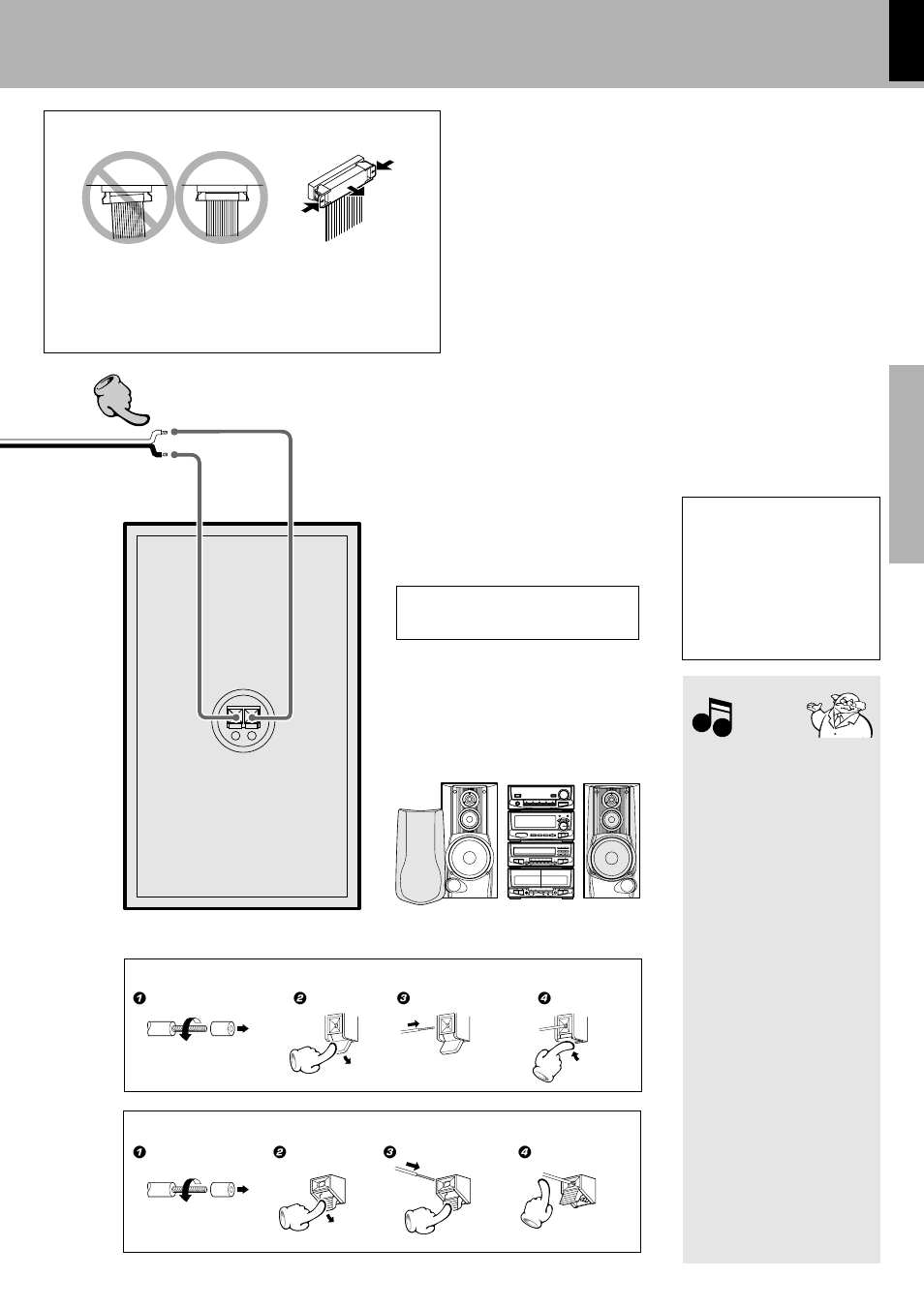 Speaker unit, Speaker (left), Caution regarding placement | Main unit, Connection of parallel cord | Kenwood XD-6550 User Manual | Page 7 / 76